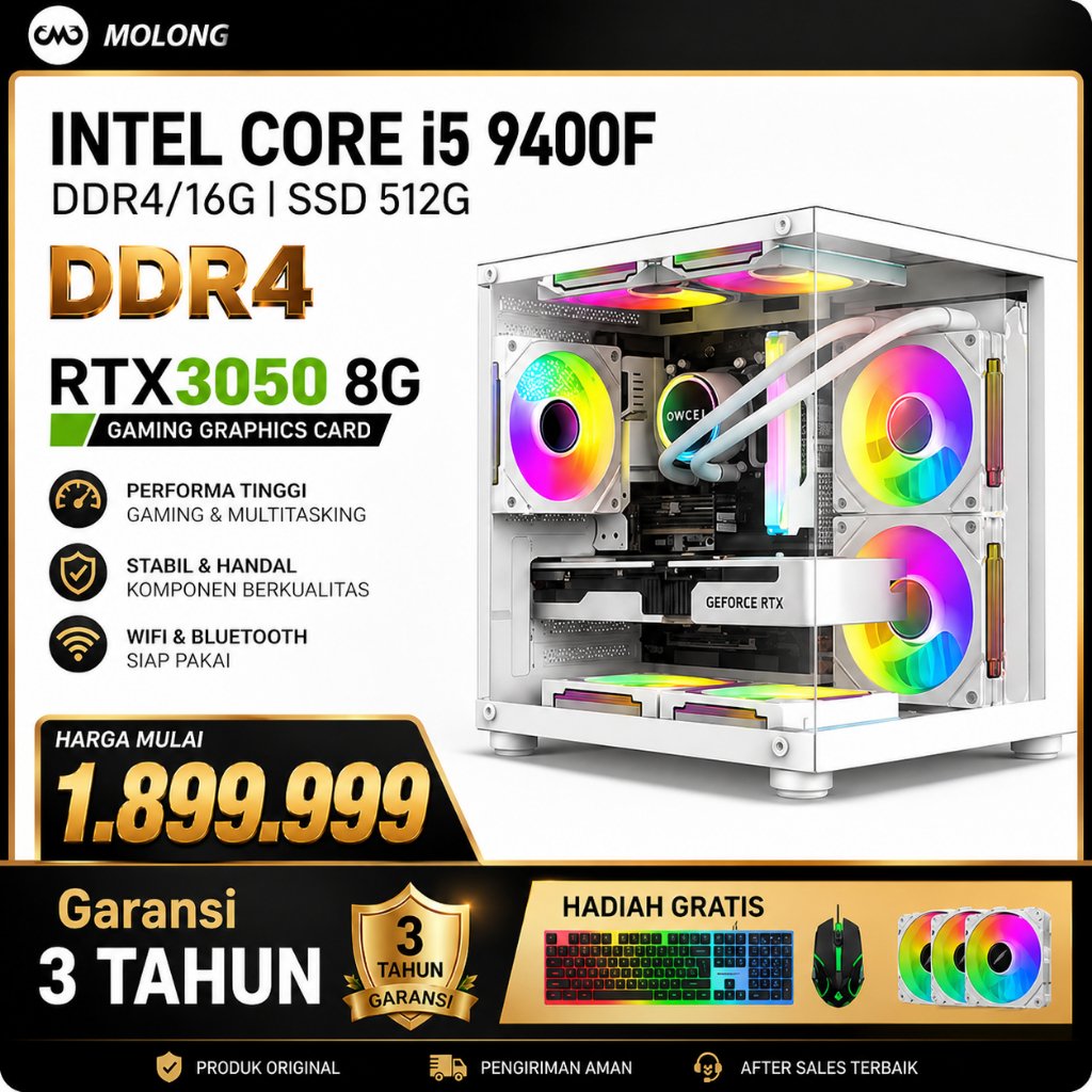 Molong Intel i5 / i7 Gaming PC Full Set – 3-5 Juta Desktop Rakitan Performa Tinggi untuk Rumah & Kantor Sudah Termasuk WiFi keyboard