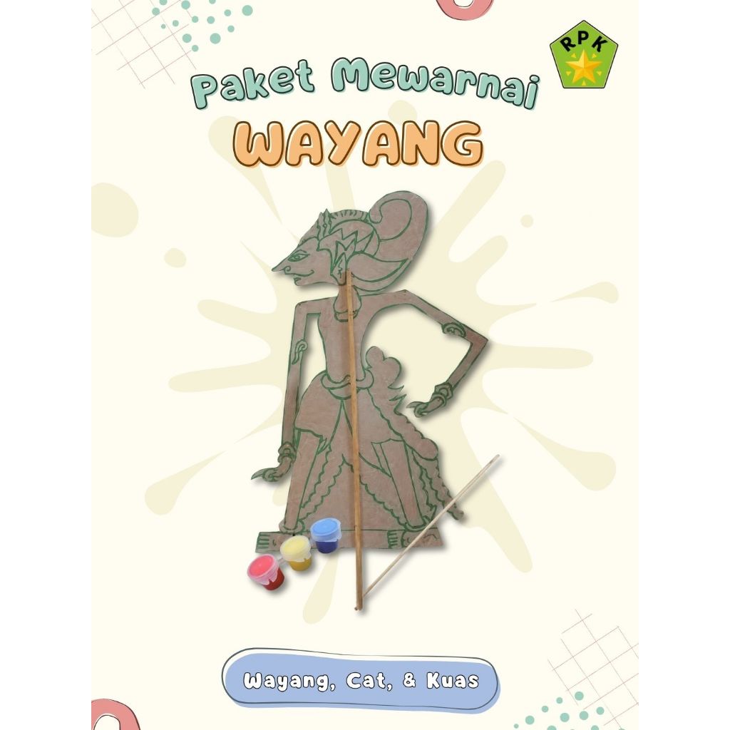 Wayang lukis prakarya SD SMP SMA lengkap siap pakai 4 botol cat + kuas