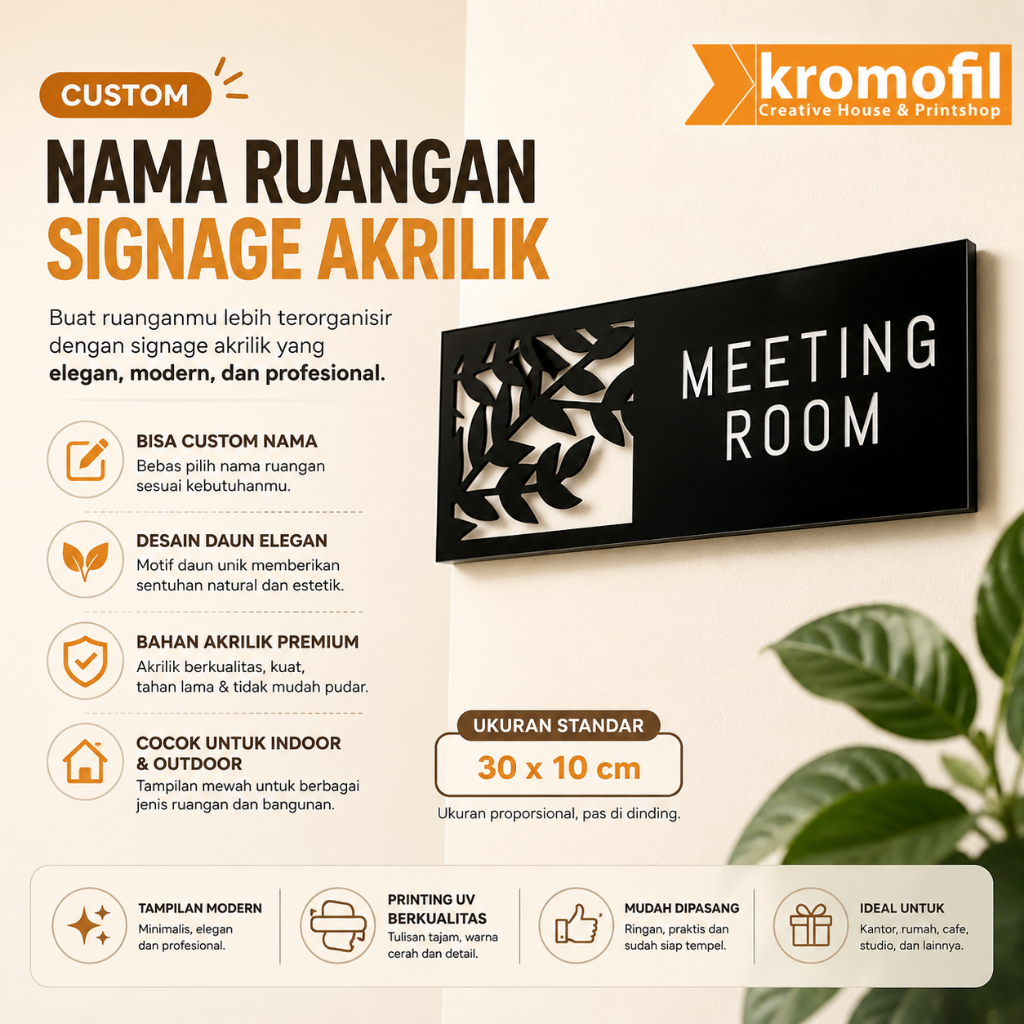 Jual Custom Nama Ruangan Signage Akrilik Sign Board Acrylic Papan Daun ...