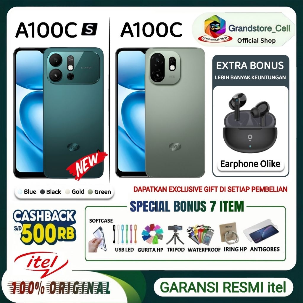 Jual ITEL A100CS - ITEL A100C [3/64 GB] [4/64 GB] - Layar 6,6'' 90Hz ...