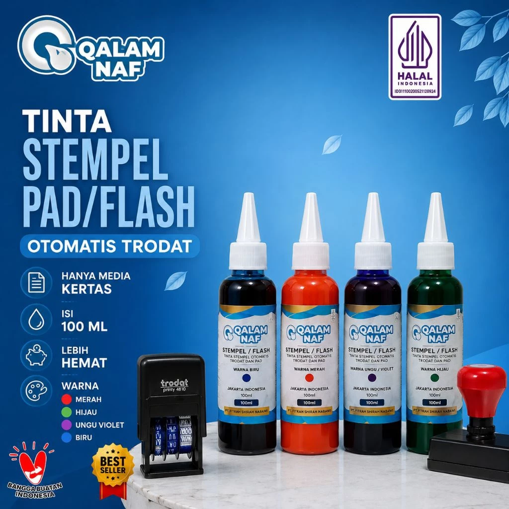 Tinta Stempel Flash Otomatis Tinta Trodat Pad Qalam Warna Ungu Violet Hijau Biru Merah 100 ml