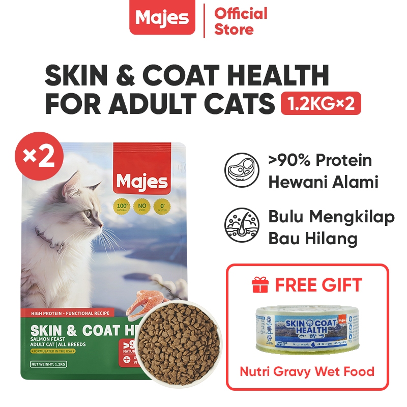 Jual Majes High Protein Hair & Skin Care Makanan Kucing Kering 2.4kg ...