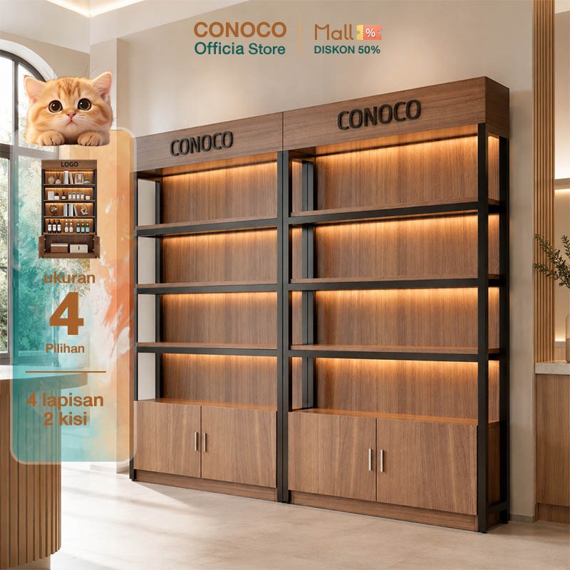 Jual CONOCO Rak Supermarket Rak Besi Kayu Display Toko Kuat Tahan Beban ...