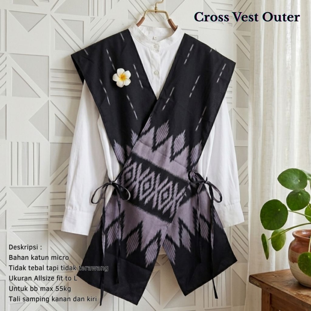 Jual CROSS VEST OUTER | Outer vest batik rompi batik outer rompi simple ...