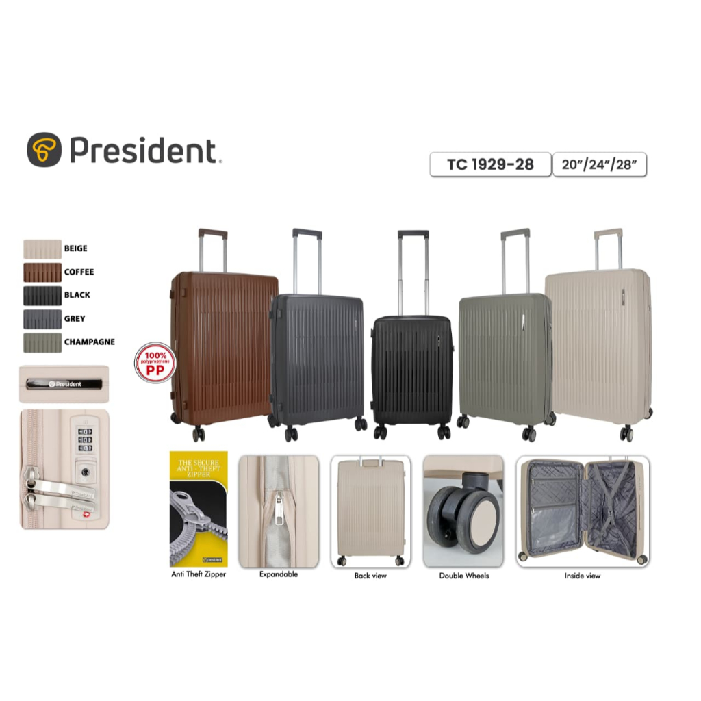 Jual President Koper Original 1929 Size 20 24 28 Inch Kabin & Bagasi ...