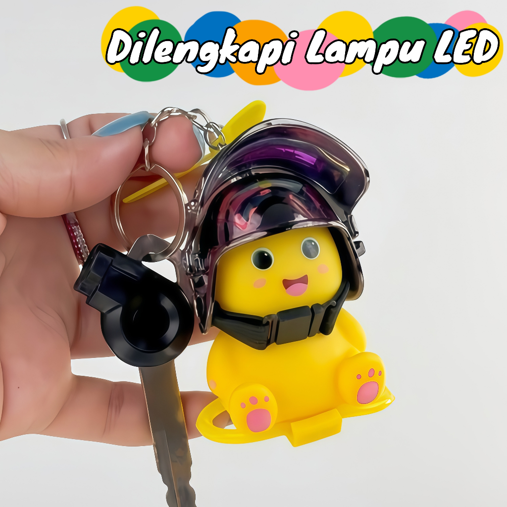 [Akan bersinar] Gantungan Kunci Nailong Helm Lucu Bercahaya Aksesoris Dekorasi Motor Mobil Tas Liontin Mini