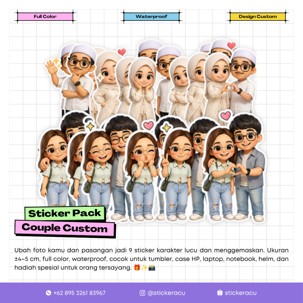 Jual Sticker Pack Couple Custom Karakter Isi 9 PCS | Stiker Couple Dari ...