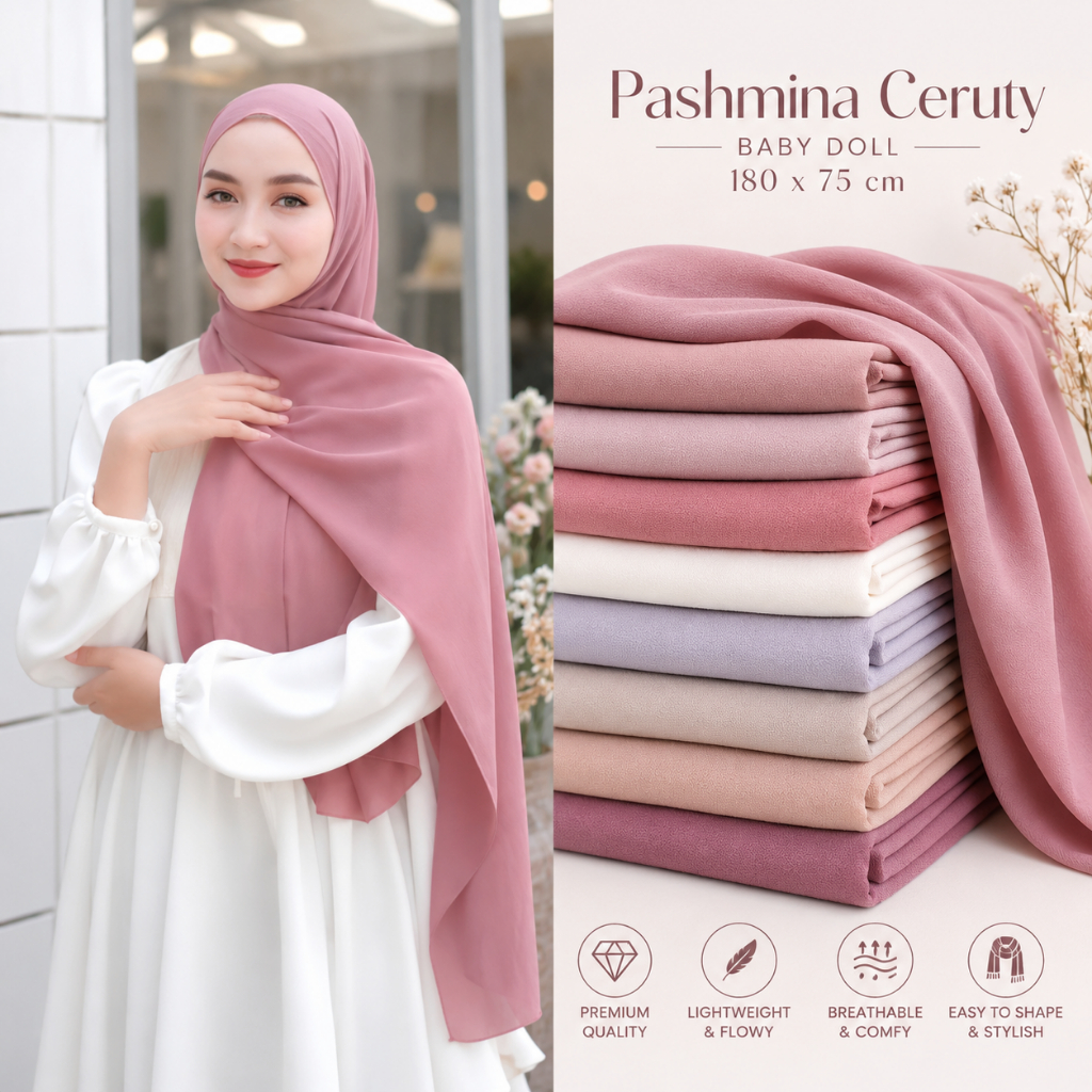 BISA [COD] PASHMINA CERUTY BABY DOLL / PASHMINA CERUTI / KERUDUNG JILBAB TERMURAH / TERLARIS / GOJEK