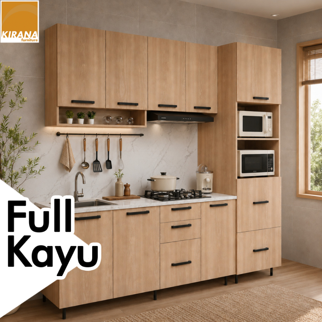 KIRANA Queens - Kitchen Set Kayu Rak Dapur Lemari Kabinet Dapur Modern Minimalis