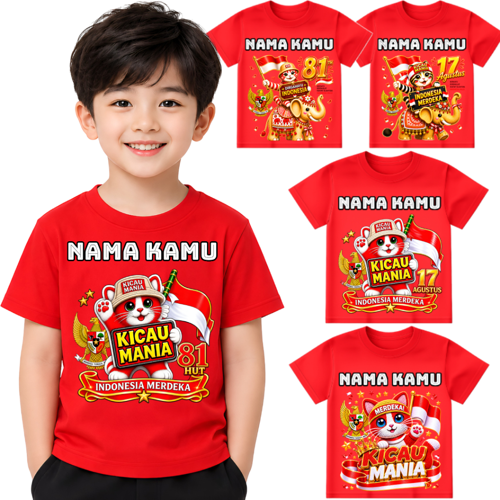 KAOS ANAK 17 AGUSTUS KICAU MANIA 1-12 TAHUN KAOS KEMERDEKAAN