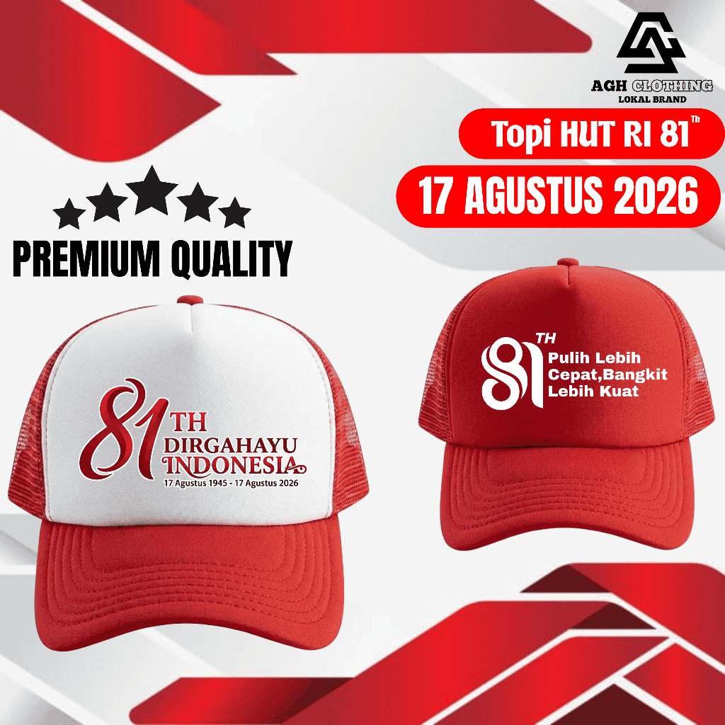 TOPI TRUCKER TOPI 17 AGUSTUS 2026 HARI KEMERDEKAAN INDONESIA DIRGAHAYU HUT RI 81th
