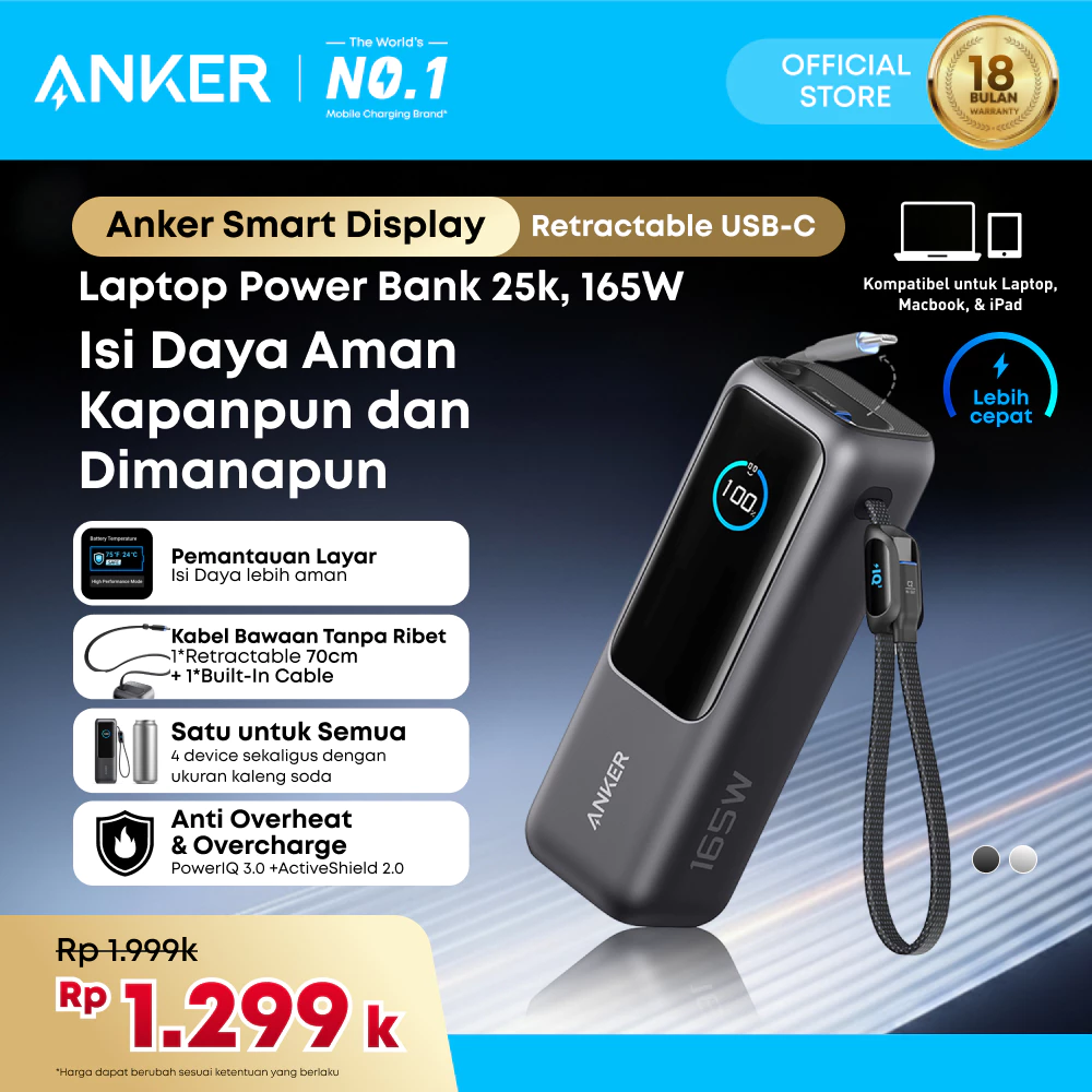 Anker Laptop Powerbank 25.000 Mah 165W - Powerbank terbaik