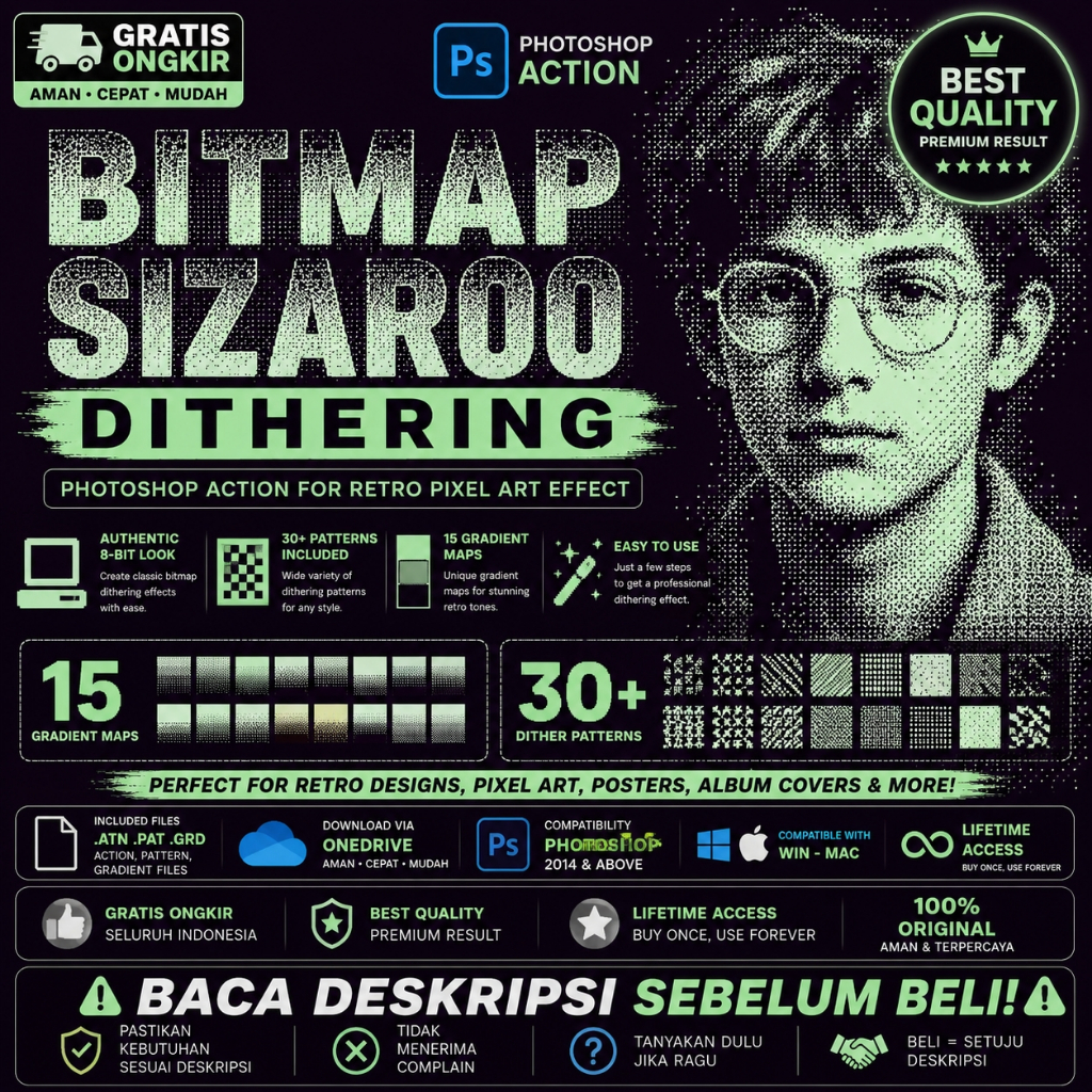 Photoshop Action - Raster image - Bitmap Dithering - 030423