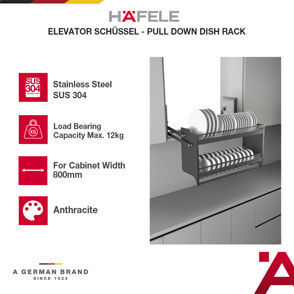 Jual Hafele Rak Piring Pull Down Tarik Elevator Dish Rack Stainless ...