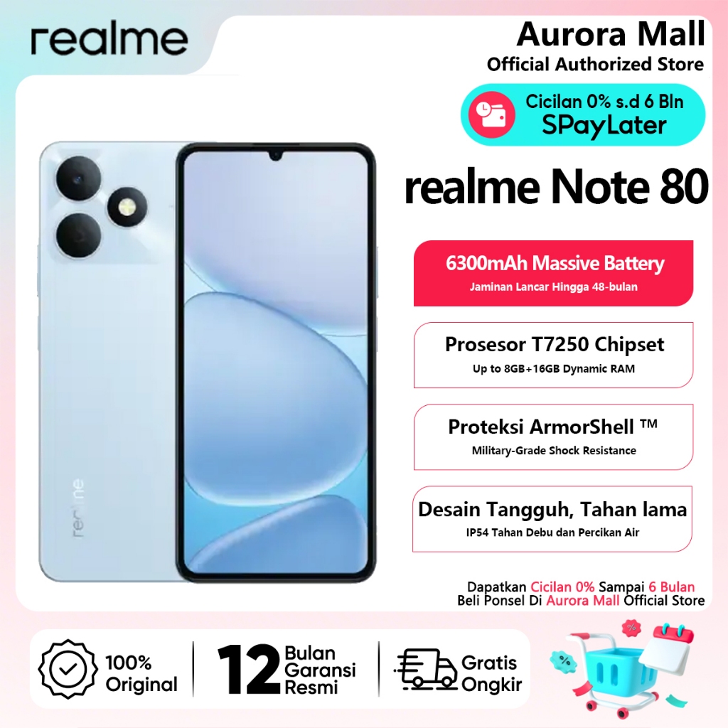 realme Note 80 (4/64)(4/128) - Garansi Resmi Indonesia Hp Android Murah Terbaru 2026 Ori Bisa COD