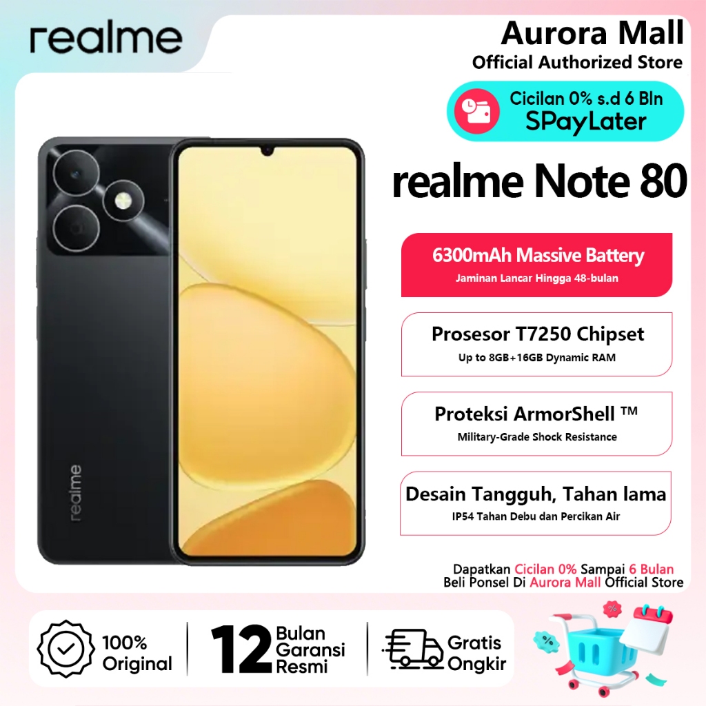 [Official Store] realme Note 80 4/128GB (4+8GB Extended RAM) HP Terbaru 2026 Ori Handphone Bisa COD