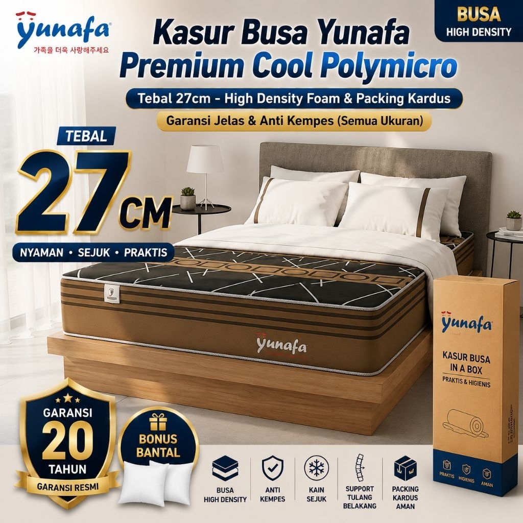 Jual Kasur Busa Yunafa Premium Cool Polymicro Tebal 27cm - High Density ...