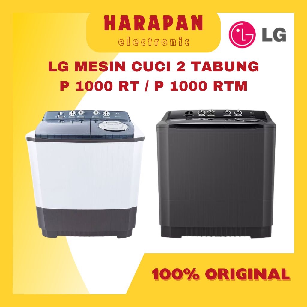 Jual MESIN CUCI 2 TABUNG LG 10KG P1000RT P1000RTM / RT RTM FULL HITAM ...