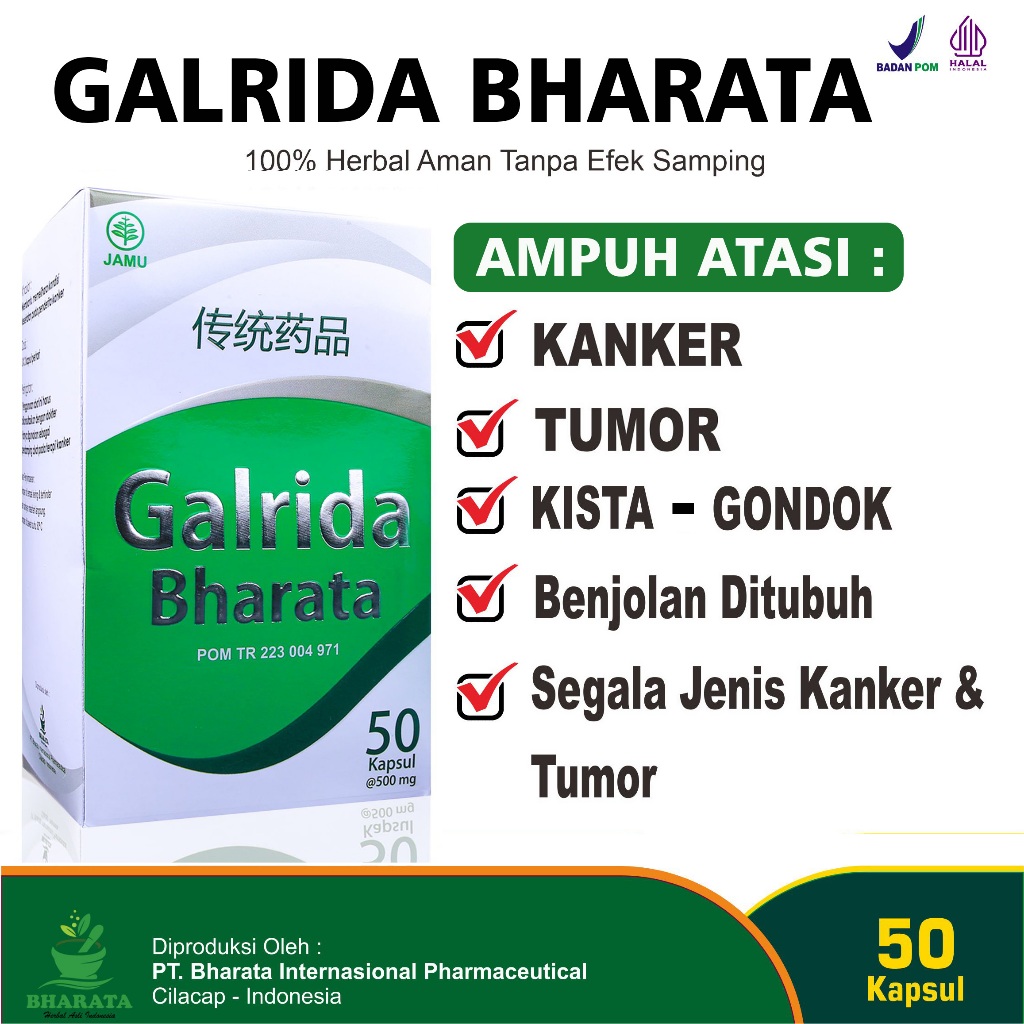 Galrida Bharata Obat Kanker Tumor Benjolan Kista Payudara Serviks Herbal BPOM Halal Original.