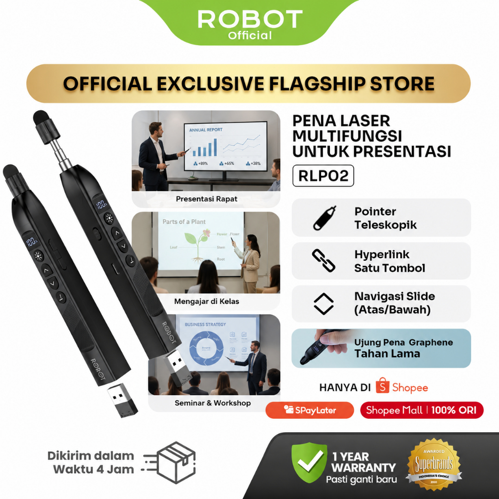 Jual ROBOT Pena Laser 100 Meter Hyperlink Remote Pointer Presentasi ...