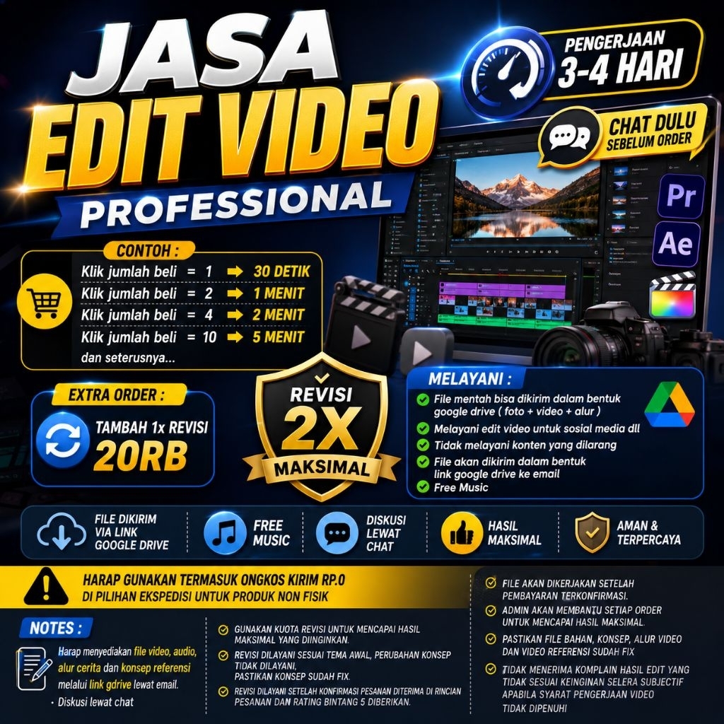 Jasa Edit Video tik-tok/reel/youtube/cinematik/wedding Professional Ekspress