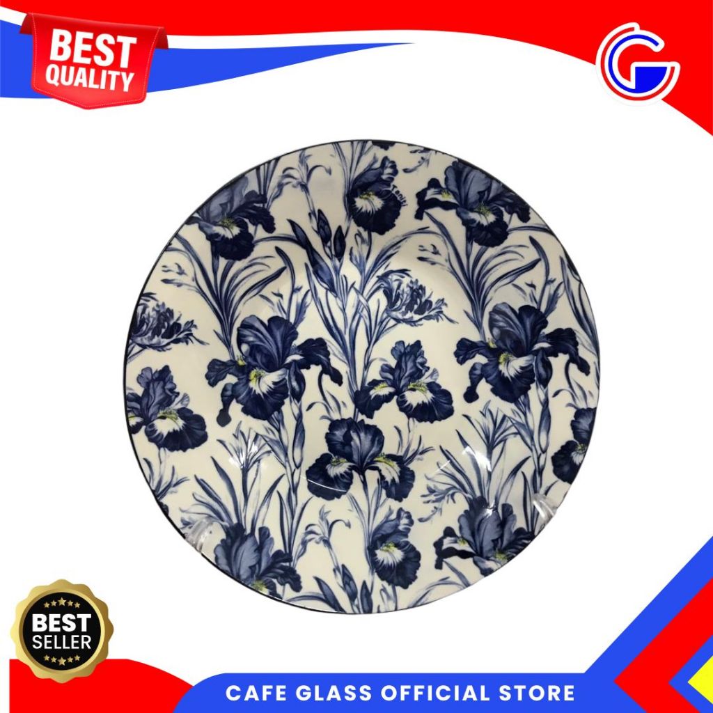 Piring Keramik 9 Soup Iris Blue Sakato - Desain Elegan, Aesthetic, Tahan Panas