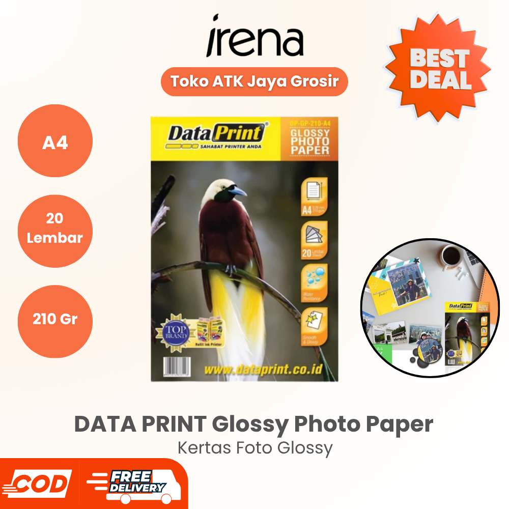 Jual DATA PRINT Glossy Photo Paper A4 210gr 20 Lembar Kertas Foto ...