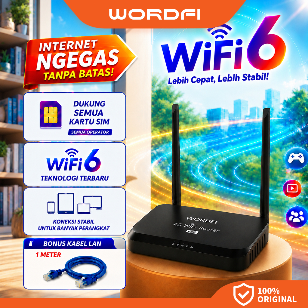 WORDFI Router 4G LTE Modem 4G Mendukung kartu SIM dari semua operator Router untuk rumah dan kantor