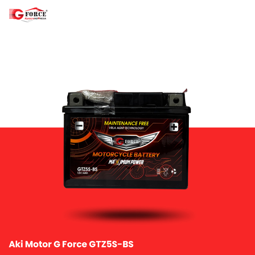 G Force Aki Motor GTZ5S-BS Maintenance Free 12 V/4 Ah (Aki Motor Supra 125, Kharisma, Revo, Beat, Scoopy, Spacy, Mio Soul, Mio GT)