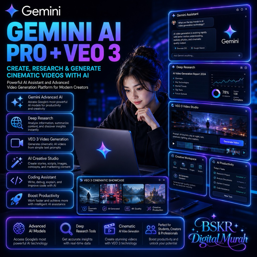 Gemini AI PRO VEO 3 - Antigravity AI + Drive 5TB TERMURAH