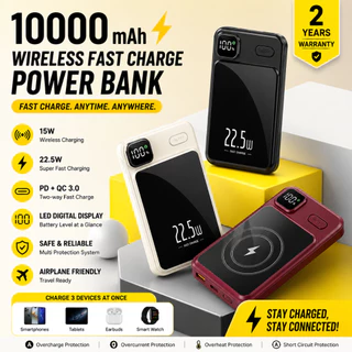 LENTIVEN POWERBANK 10000MAH FAST CHARGING Wireless Charger Mini Magnetic Magsafe 20W TYPE C