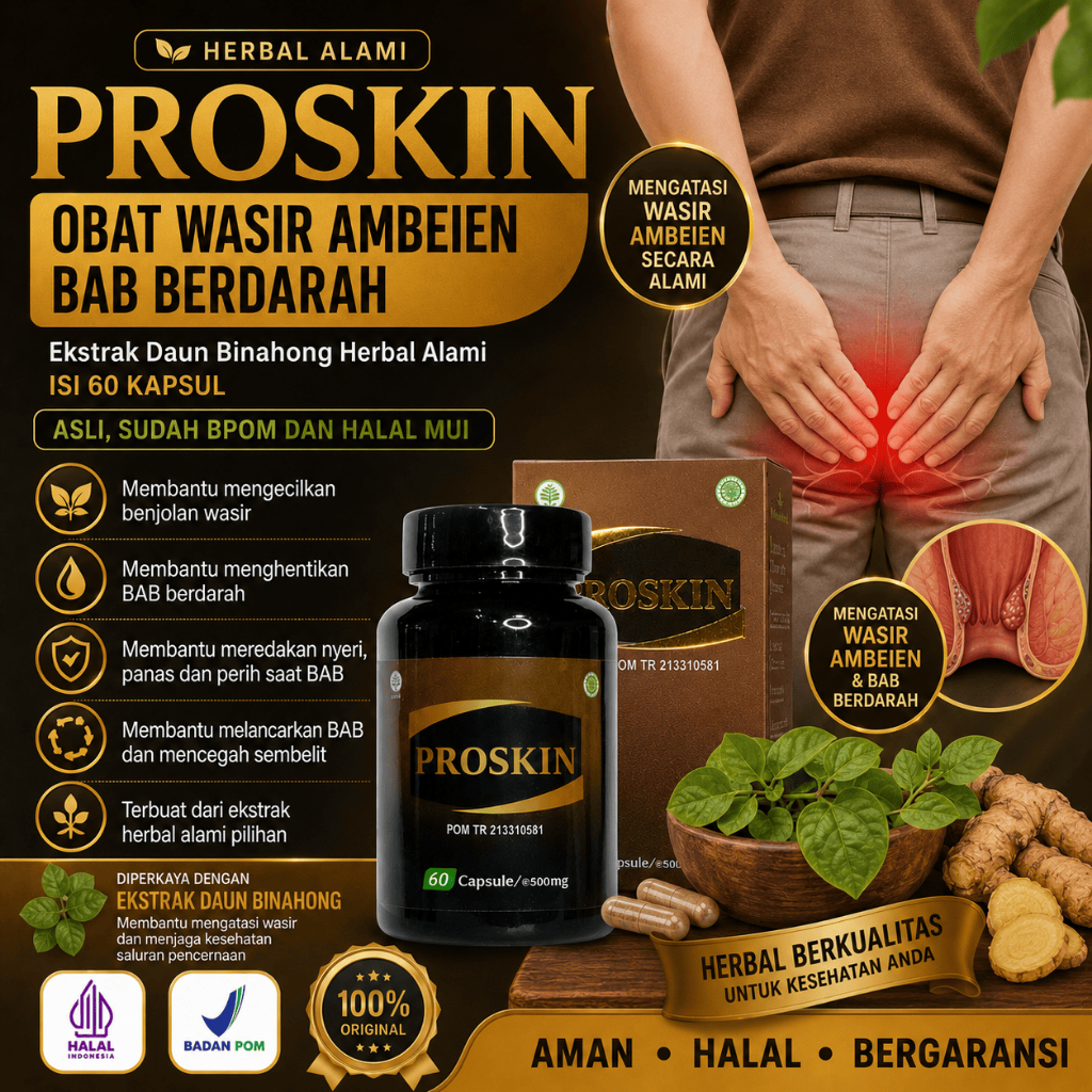 Obat Wasir Ambeien BAB Berdarah PROSKIN Ekstrak Daun Binahong Herbal Alami Isi 60 Kapsul