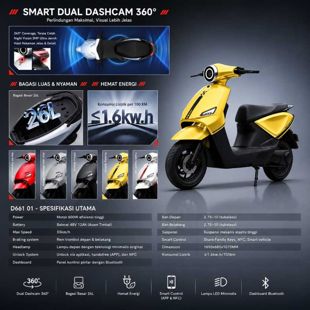 SEPEDA LISTRIK REMAJA DEWASA UWINFLY D66A / UWINFLY D66B 600WATT 48V 12AH / UWINFLY D66i