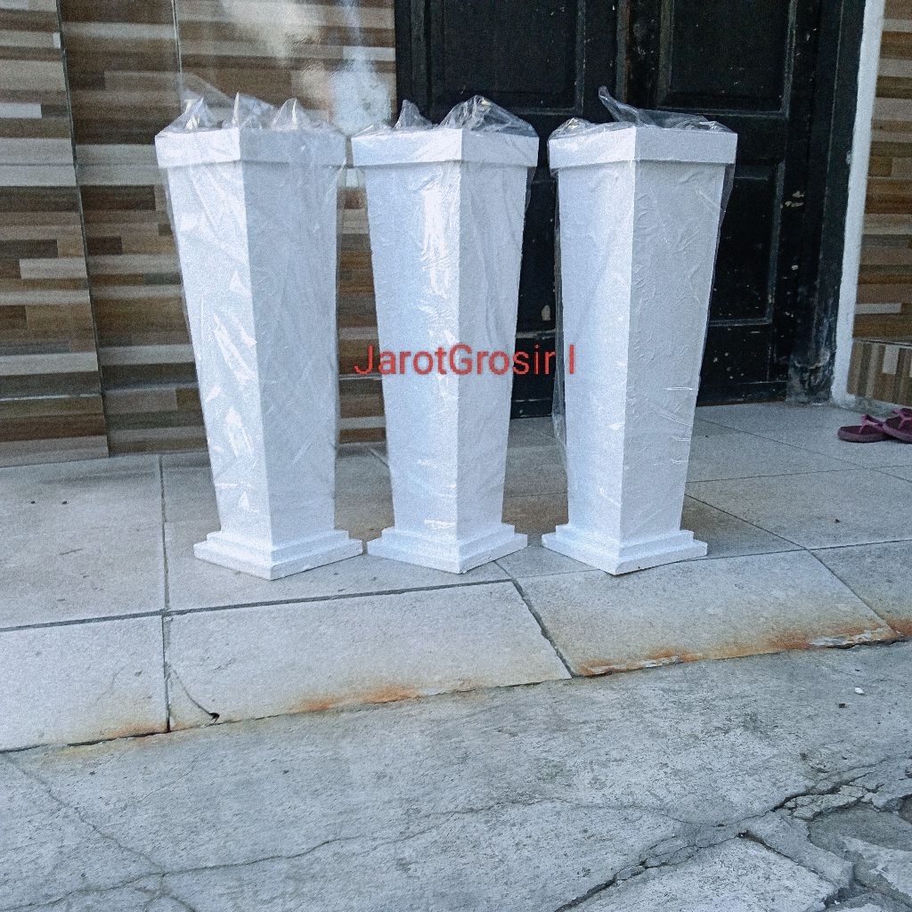 TEBAL ANTI PECAH // VAS KAYU TINGGI 50CM // POT KAYU UKIR DEKORASI RUANGAN ARTIFICIAL