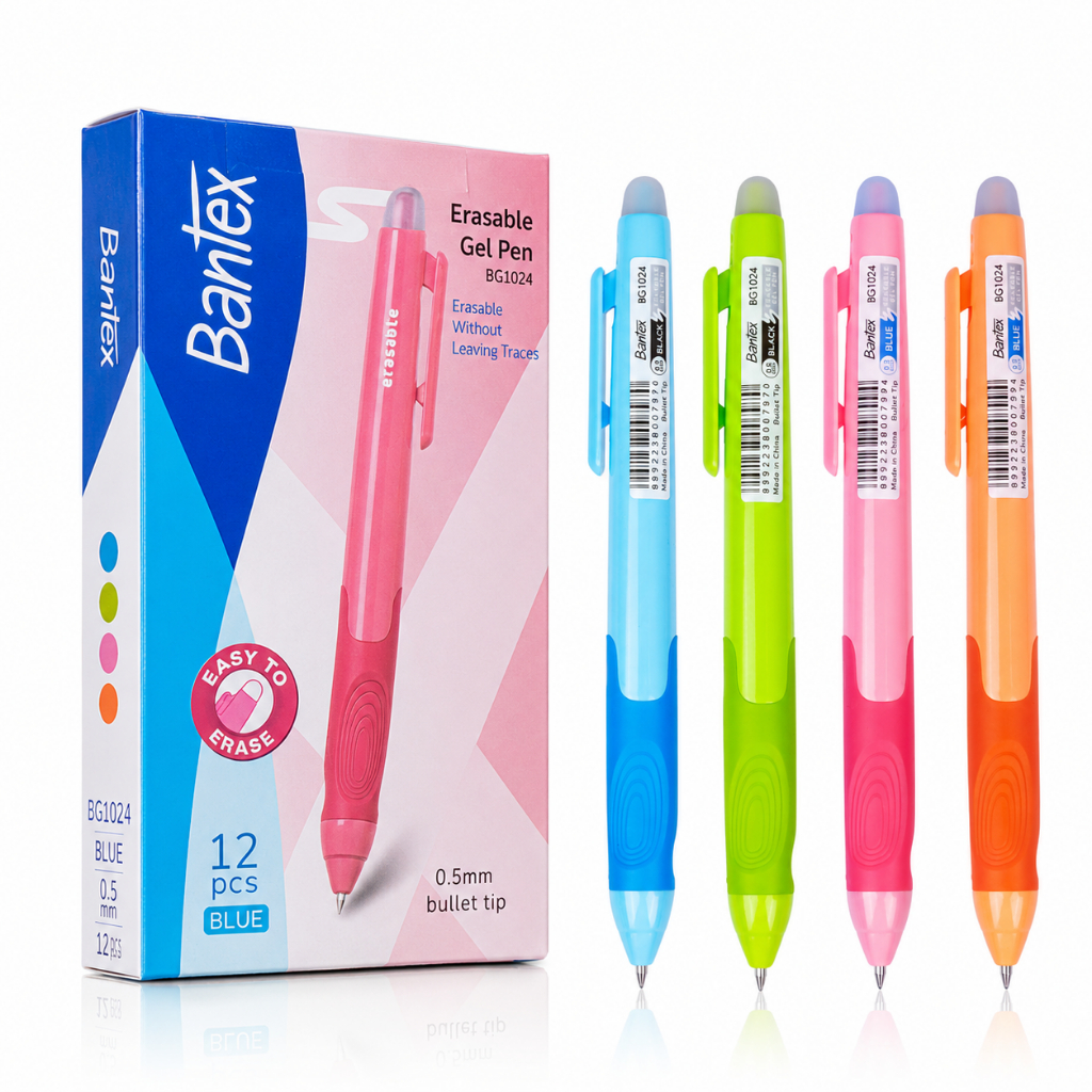 Bantex Erasable Gel Pen 0.5 mm / Pulpen Bisa Dihapus Tinta Biru Soft Grip BG1024 (2)