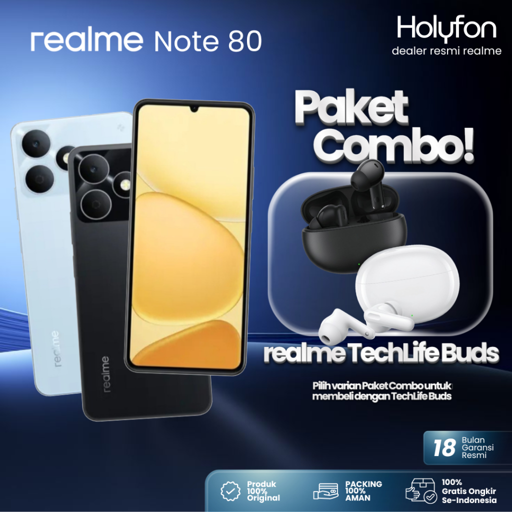 realme Note 80 | 4GB+8GB | 64GB/128GB | 6300mAh | IP54 ArmorShell Smartphone | Garansi Resmi