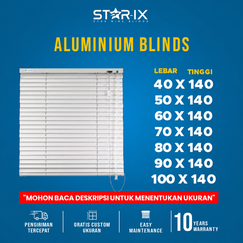 STAR-IX Venetian Blinds Aluminium T140 Tirai Krey Jendela Minimalis Modern