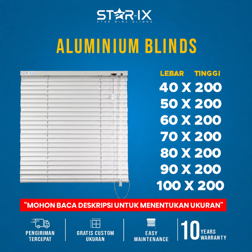STAR-IX Venetian Blinds Aluminium T200 Tirai Krey Jendela Minimalis