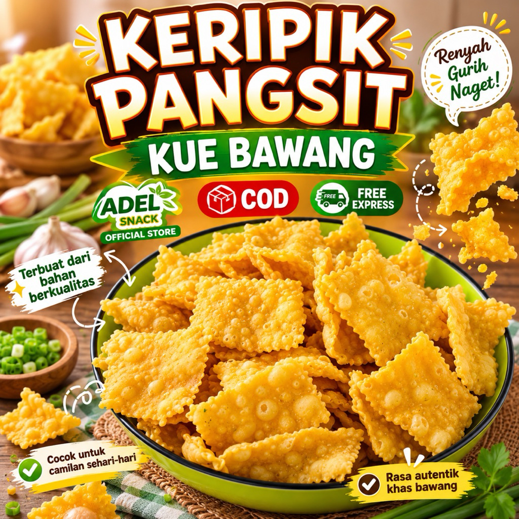 Jual 1 KG PANGSIT KUE BAWANG /KERIPIK BAWANG PANGSIT SNACK KERIPIK ...