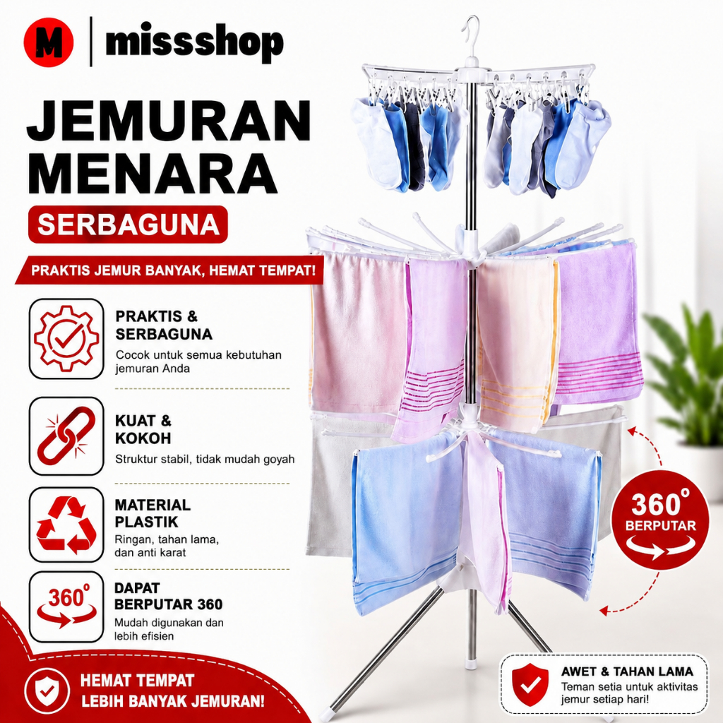 Jual (MS) Jemuran Menara Rak Jemuran Baju Bayi Lipat Rak Susun Handuk ...