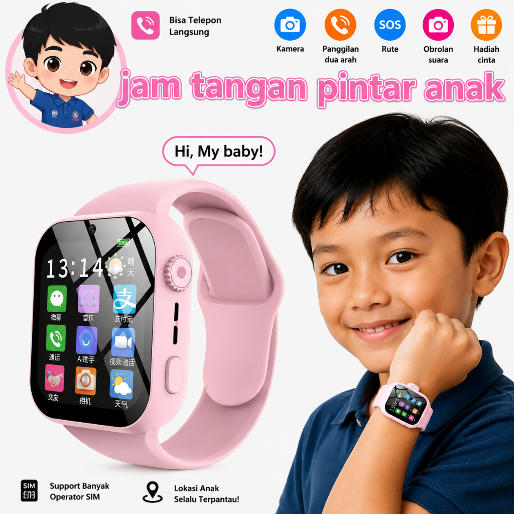 Anti Air Jam tangan Smartwatch Anak X1 - dilengkapi dengan Pelacakan GPS + LBS + WiFi Presisi, Tahan Air IP67 & Video Call 4G