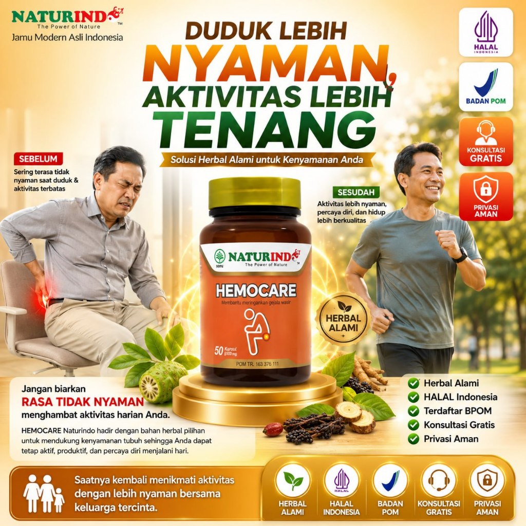 Obat Wasir Ambeyen Stadium 1-4 Tanpa Operasi BAB Berdarah Herbal Hemocare Naturindo