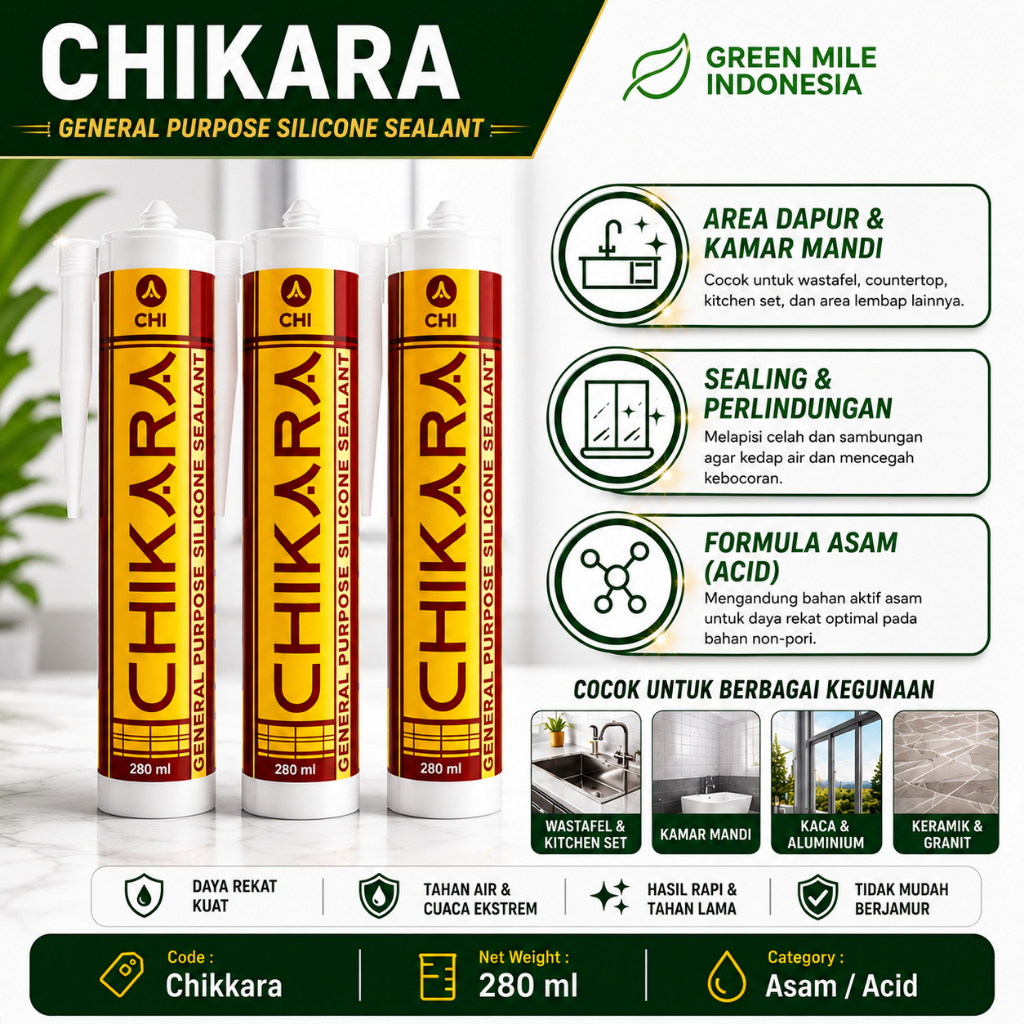 Jual Chikara Silicone Sealant Acetic Lem Serbaguna Kaca Alumunium ...