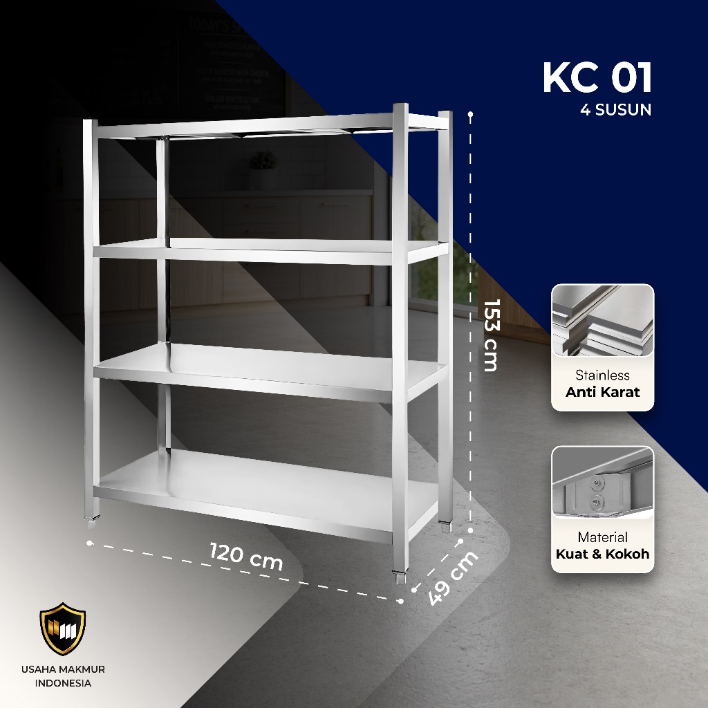 Jual Rak Susun Serbaguna 4 Tingkat STAINLESS STEEL Meja Pemorsian MBG ...