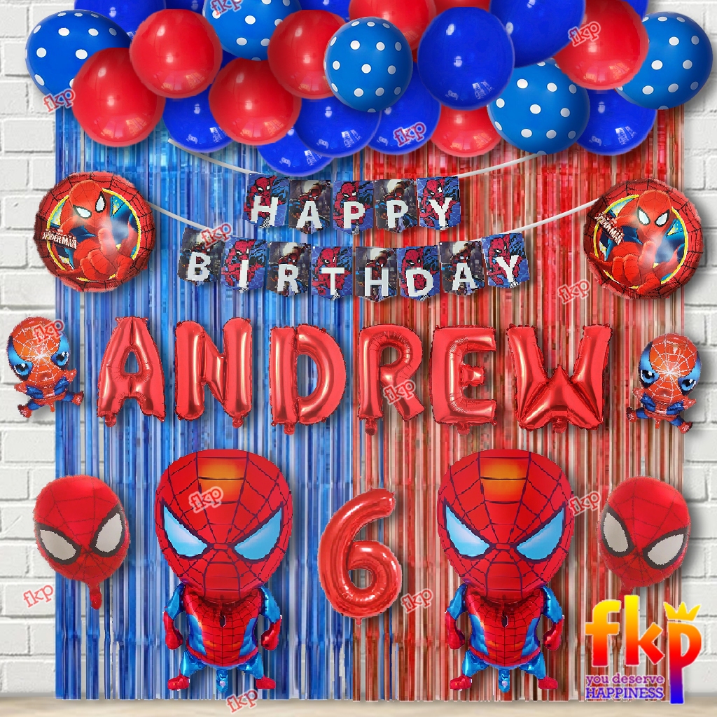 Fun Kids Party Set Dekorasi Ultah tema Spiderman / Dekorasi Spiderman / Balon Spiderman / Ulang Tahun Tema Spiderman / Ulang tahun Spiderman / Super Heroes
