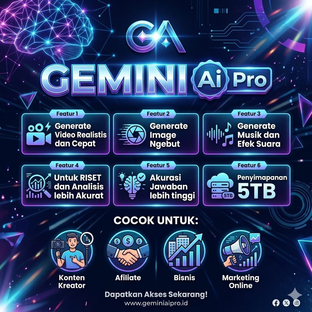 Gemini AI pro 1 bulan Garansi (veo3 + nano banana + 5TB + AntiGrafity)
