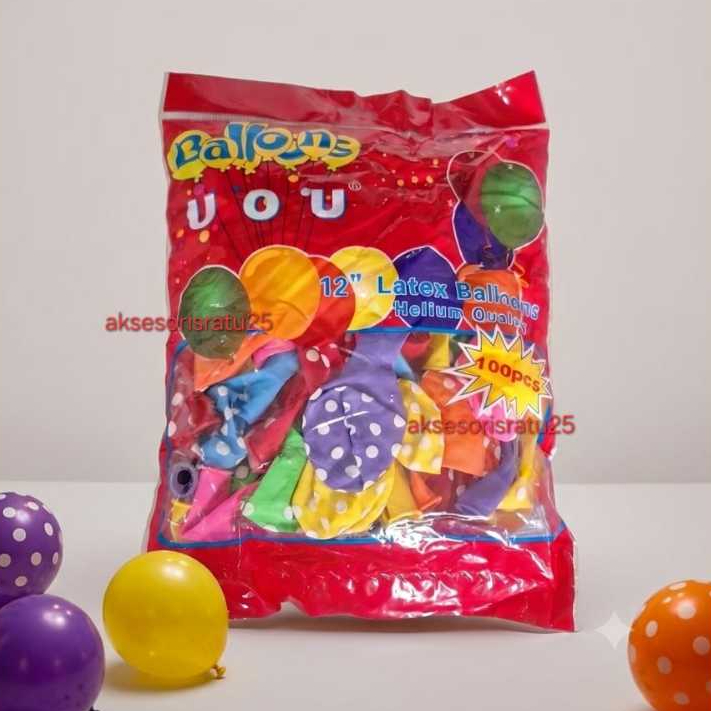 100 PCS BALON POLKADOT / BALON TOTOL / BALON BINTIK / BALON ULANG TAHUN