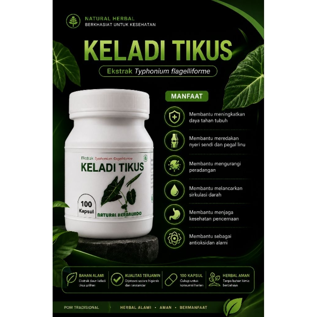 Tumor Kanker Myom Kista tyroid lipoma herbal KELADI TIKUS 100 Kapsul