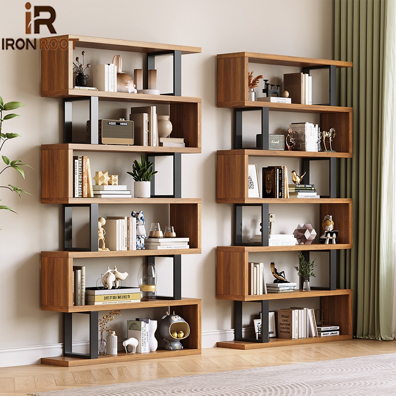 IRONROOT Rak Buku Susun 5 Tingkat Rak Sudut Minimalis Untuk Ruang Tamu