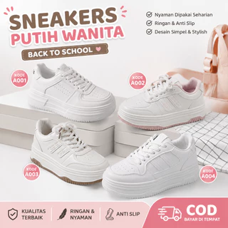 VELA Sepatu Sneakers Putih Wanita Back To School Korea Style Sol Tebal Ringan Nyaman Anti Slip Sepatu Sekolah Kuliah Casual Fashion OOTD Kekinian Untuk Remaja Wanita